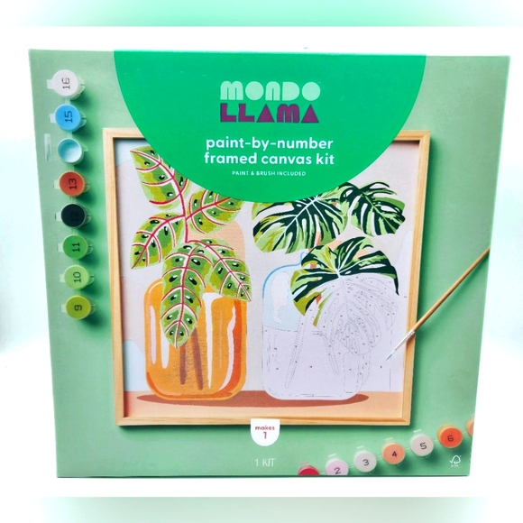 Mondo Llama NEW Paint-by-Number Framed Canvas Kit - Picture 1 of 5